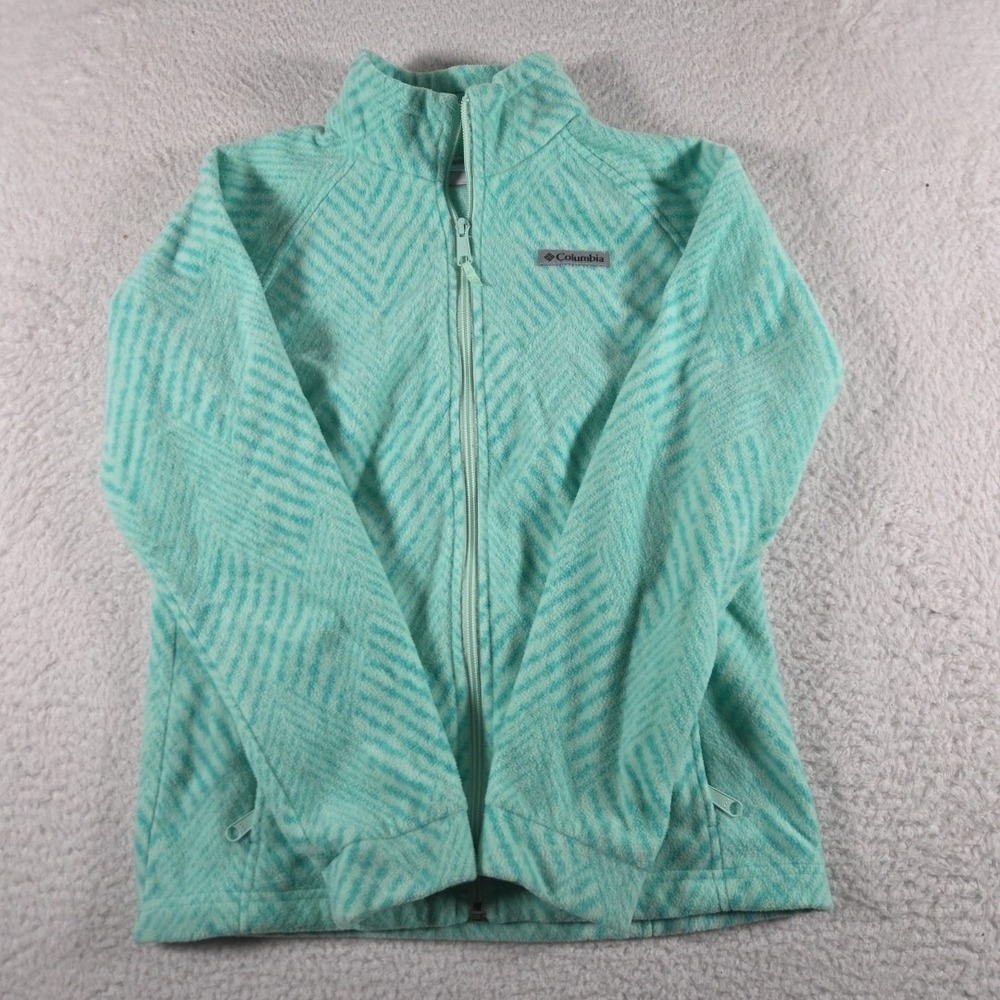 Columbia Benton Springs Fleece Jacket Kids Girls Sz Large 14/16 Green Full Zip
